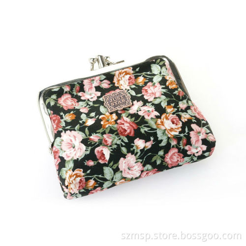 2013 new style vintage linen screen printing change clip purse